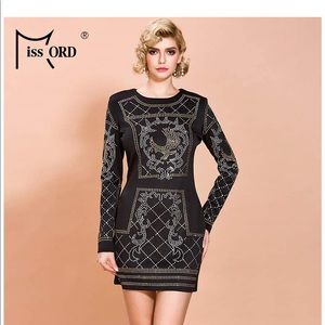 Bodycon Cocktail Dress with Rhinestones
